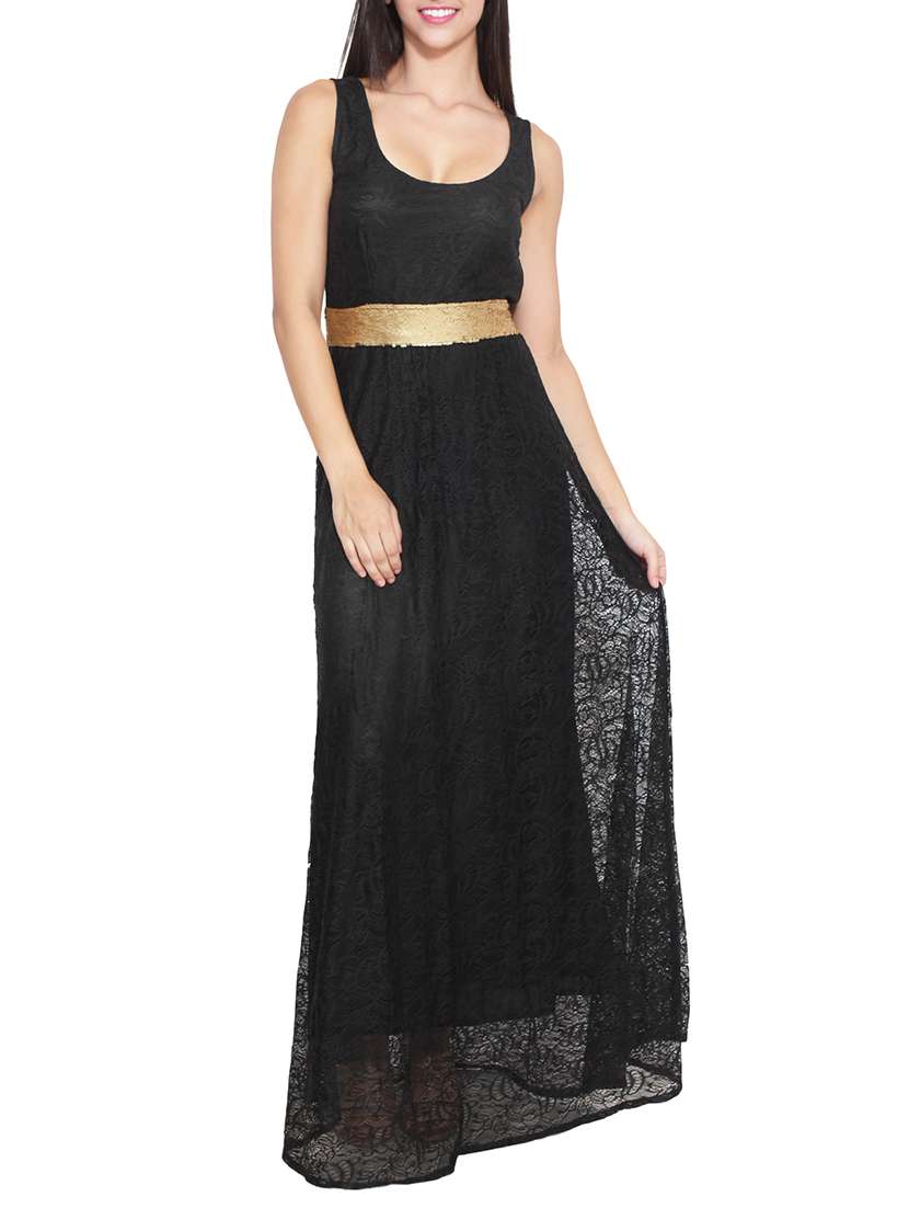 black polyester dress
