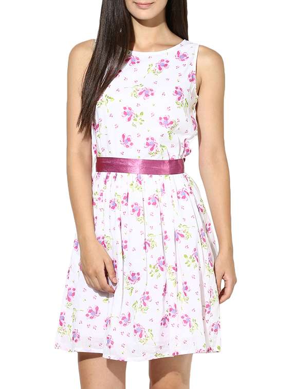 the vanca white floral print cotton dress