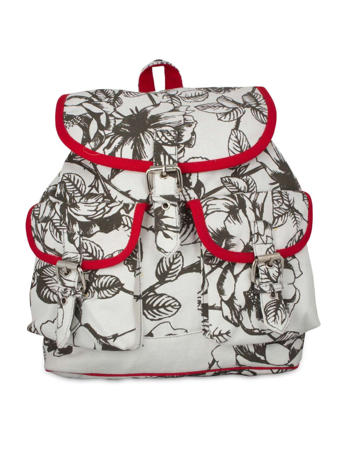 white canvas printed backpack