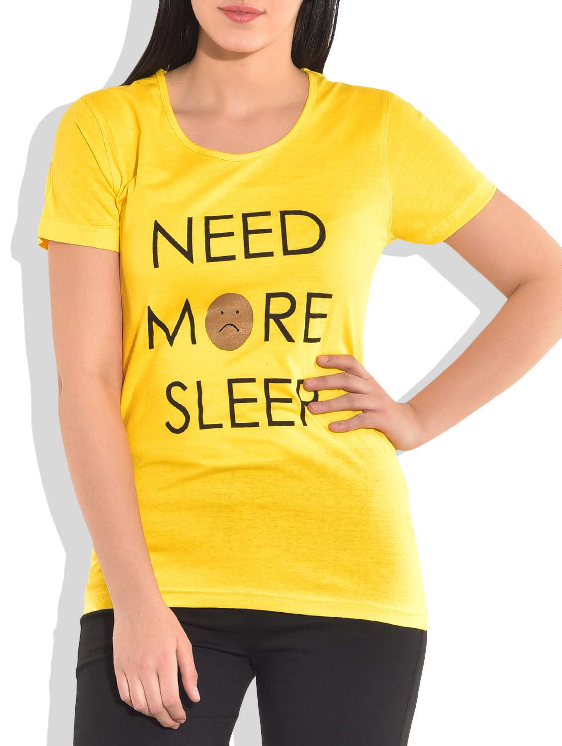 yellow printed knitted cotton t-shirt