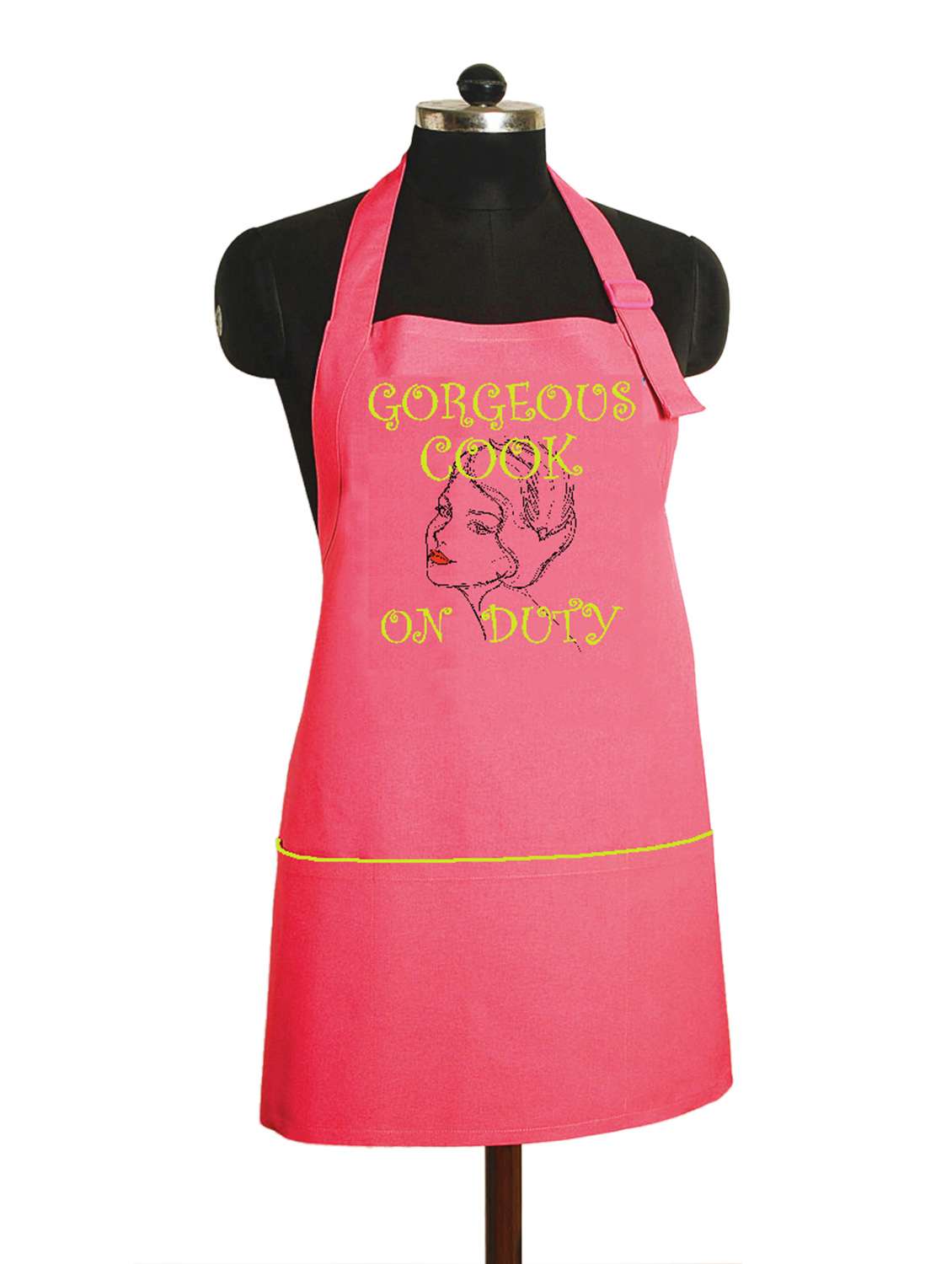 "gorgeous cook on duty" printed  kitchen apron with adjustable strap