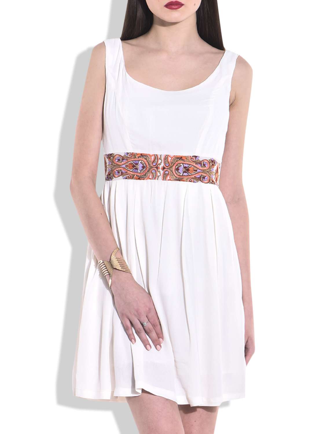 white dress with embroidered belt