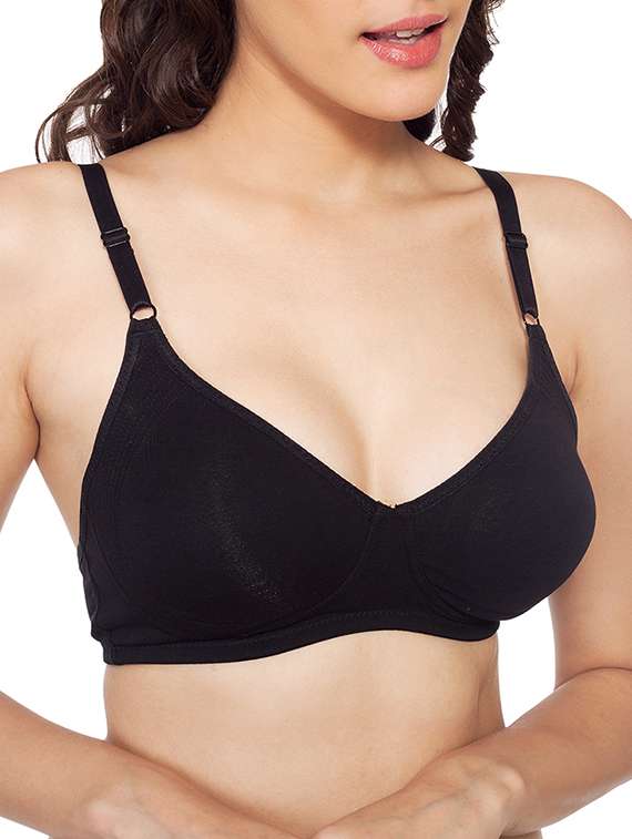 black cotton padded bra