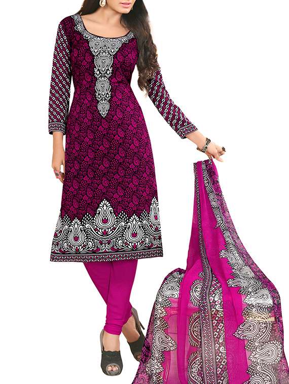  multi color printed crape suit piece
