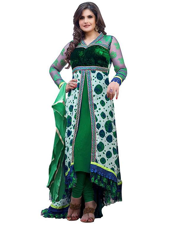 blue and green faux georgette suit