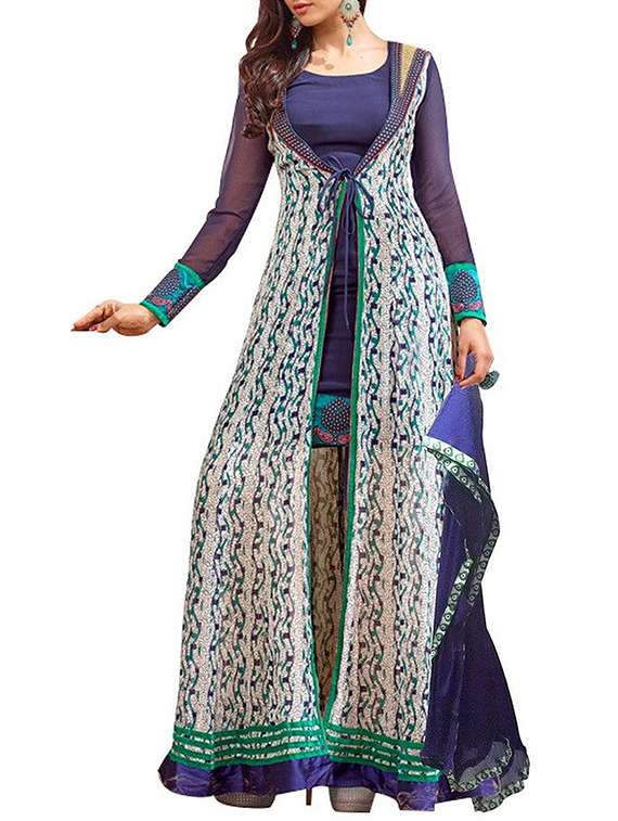 blue georgette suit