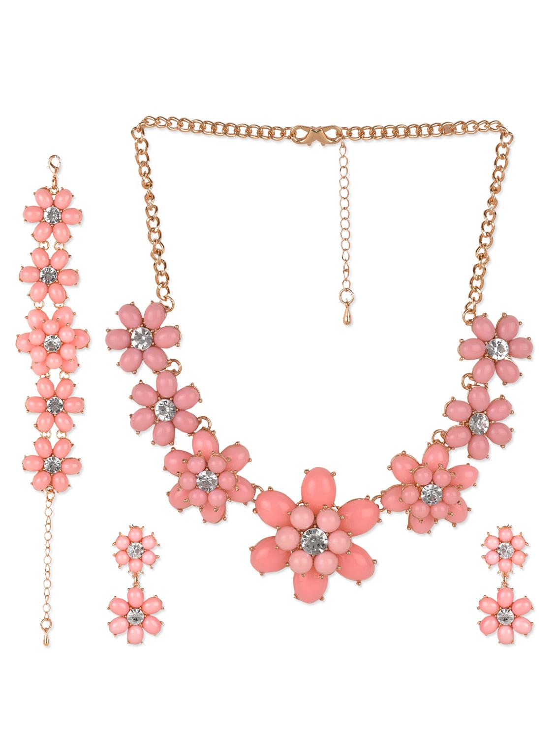 bauble flower necklace set with bracelet
