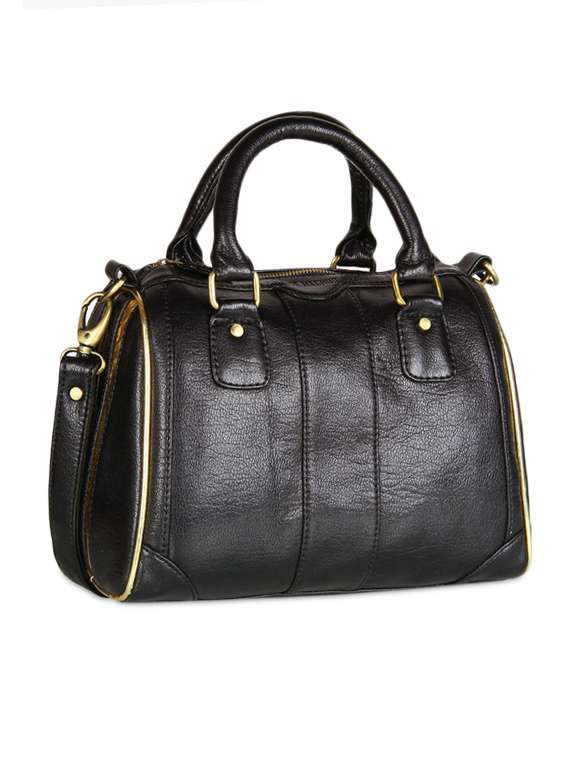 black and gold leatherette hand  bag
