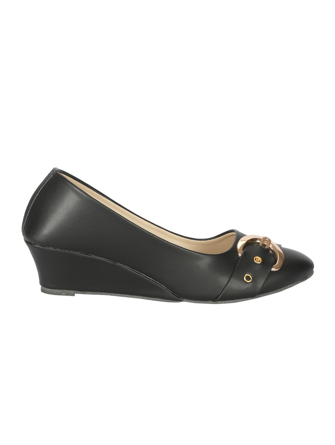 bblack leatherette slip on wedge - 9835065 - Standard Image - 1