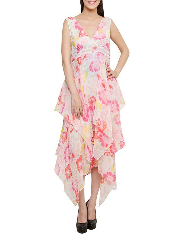 multicolour chiffon dress