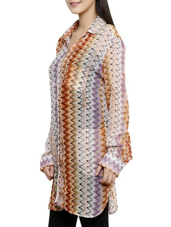 grey printed chiffon shirt tunic - 9841001 - Standard Image - 1