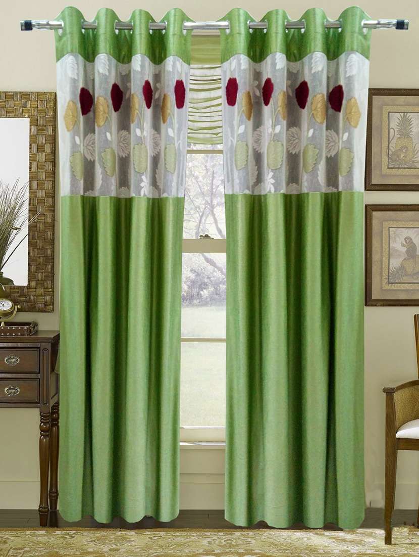 green polyester curtain