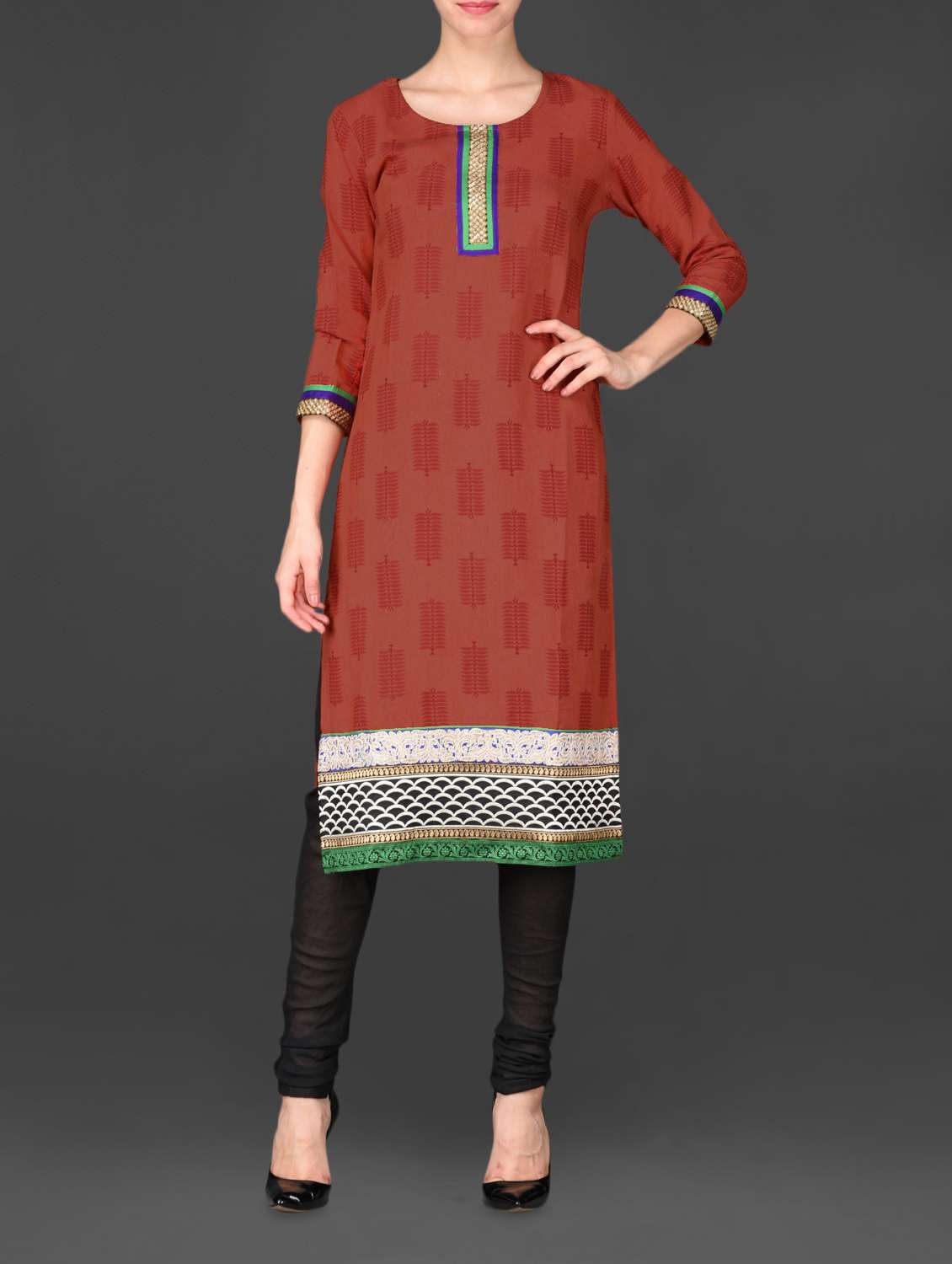 Leaf Printed Embroidered Border Unstitched Suit Set - 985099 -  Standard Image - 1