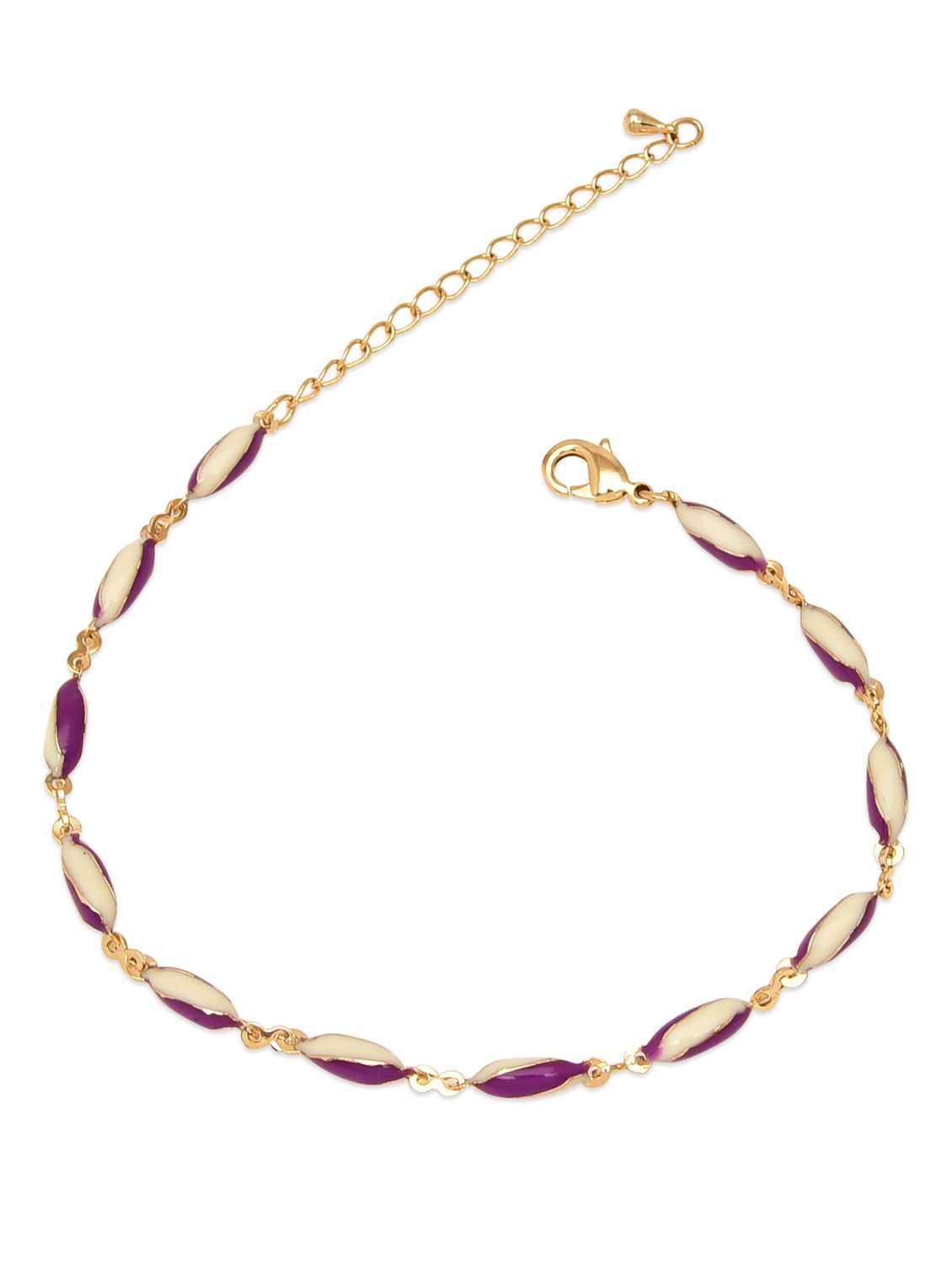gold tone metal alloy enamel anklet
