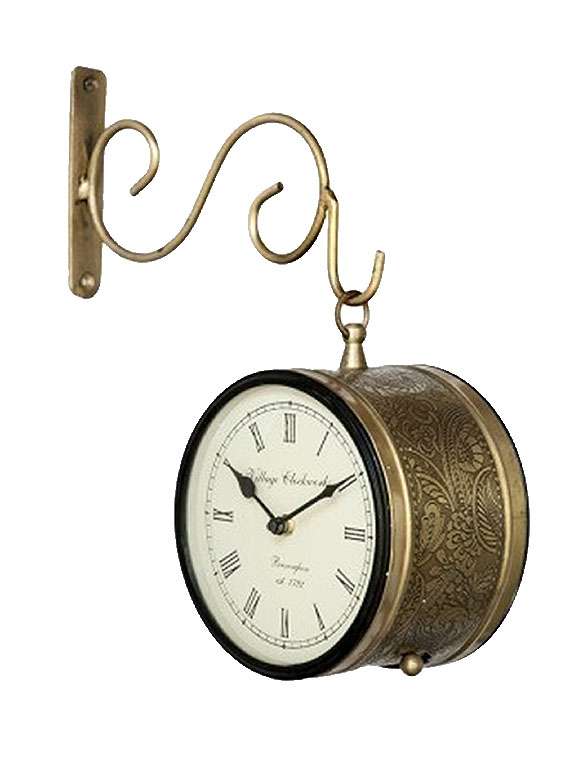 RoyalsCart Double Sided Railway Station/Platform Analog Wall Clock ( Height 8 )