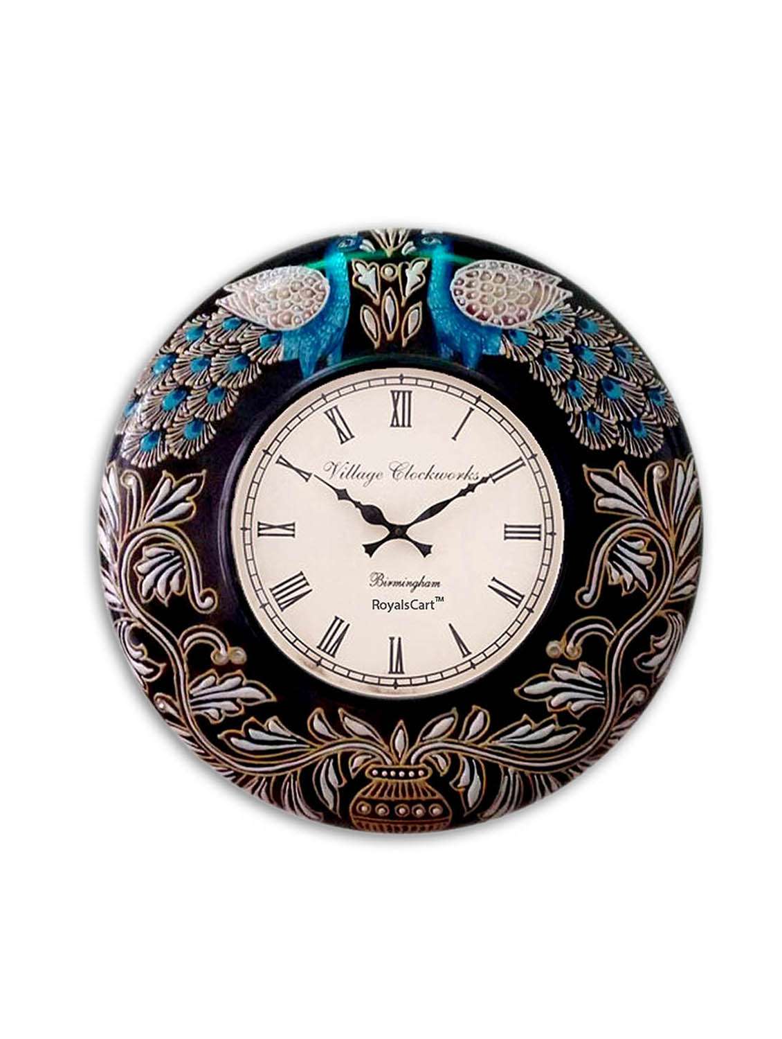 RoyalsCart Floral Design Painting Analog Wall Clock - 12 x 12 Inch ( Height 12 )