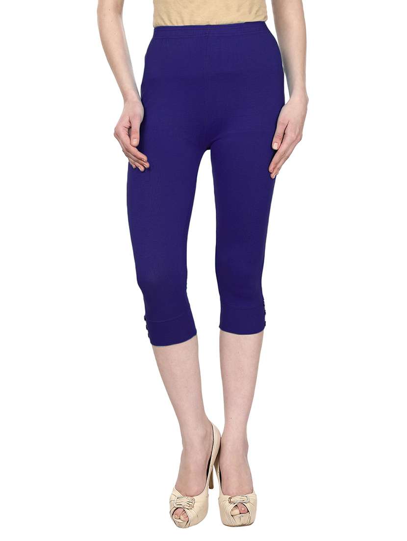 blue cotton lycra capris