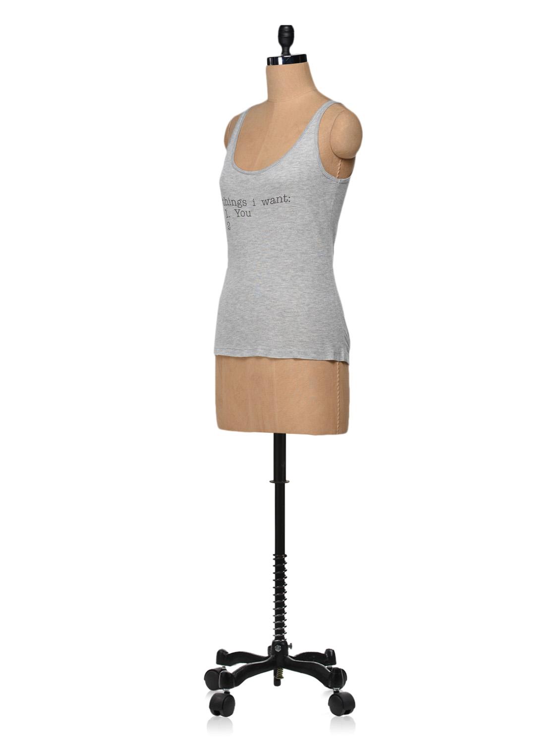 grey quoted sleeveless top - 988503 -  Standard Image - 1