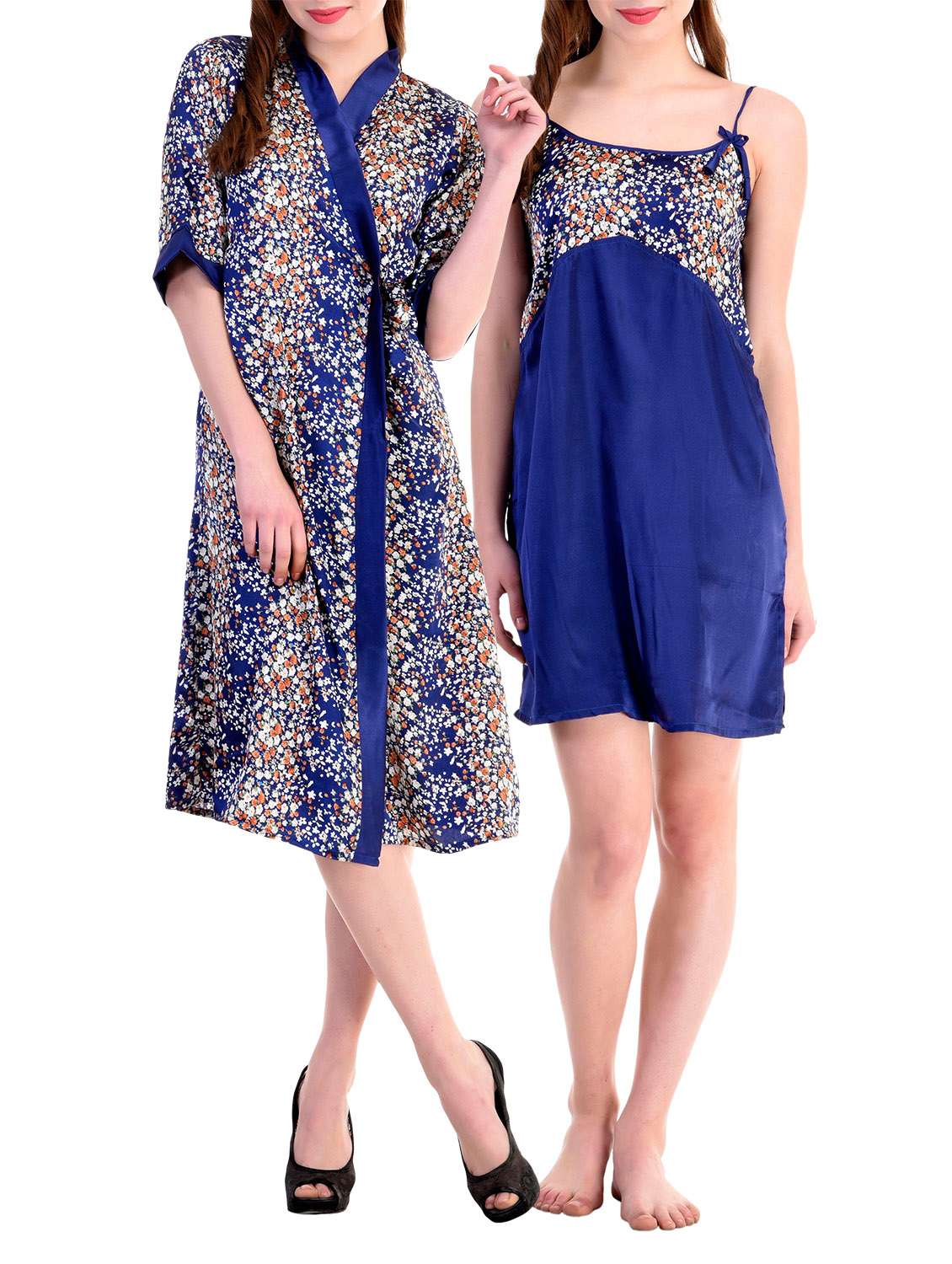 blue satin night suit