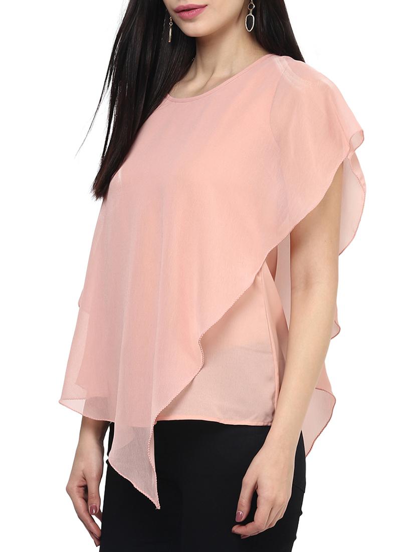 the vanca peach layered georgette top - 9932781 - Standard Image - 1