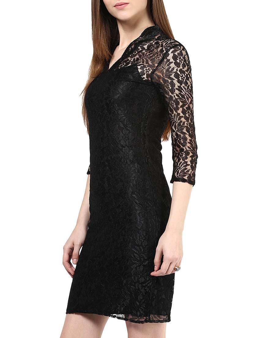 the vanca black lace detailed sheath dress - 9932807 -  Standard Image - 1