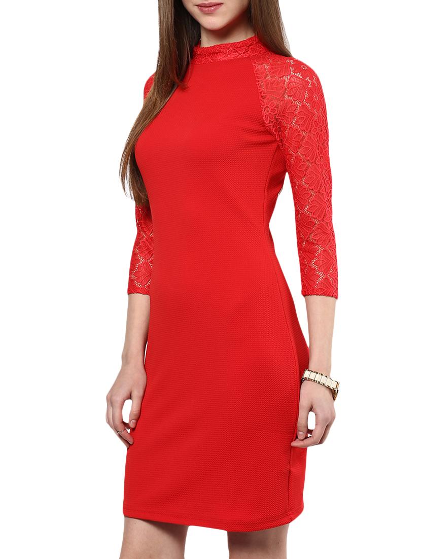 the vanca fiery red lace bodycon dress - 9932813 -  Standard Image - 1