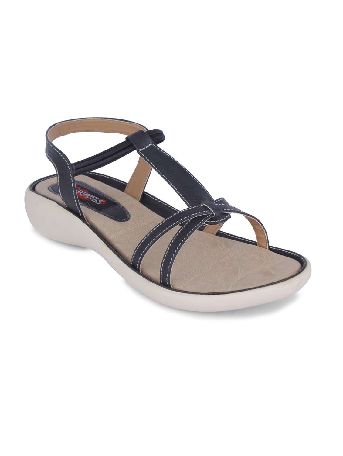 black leatherette sandals