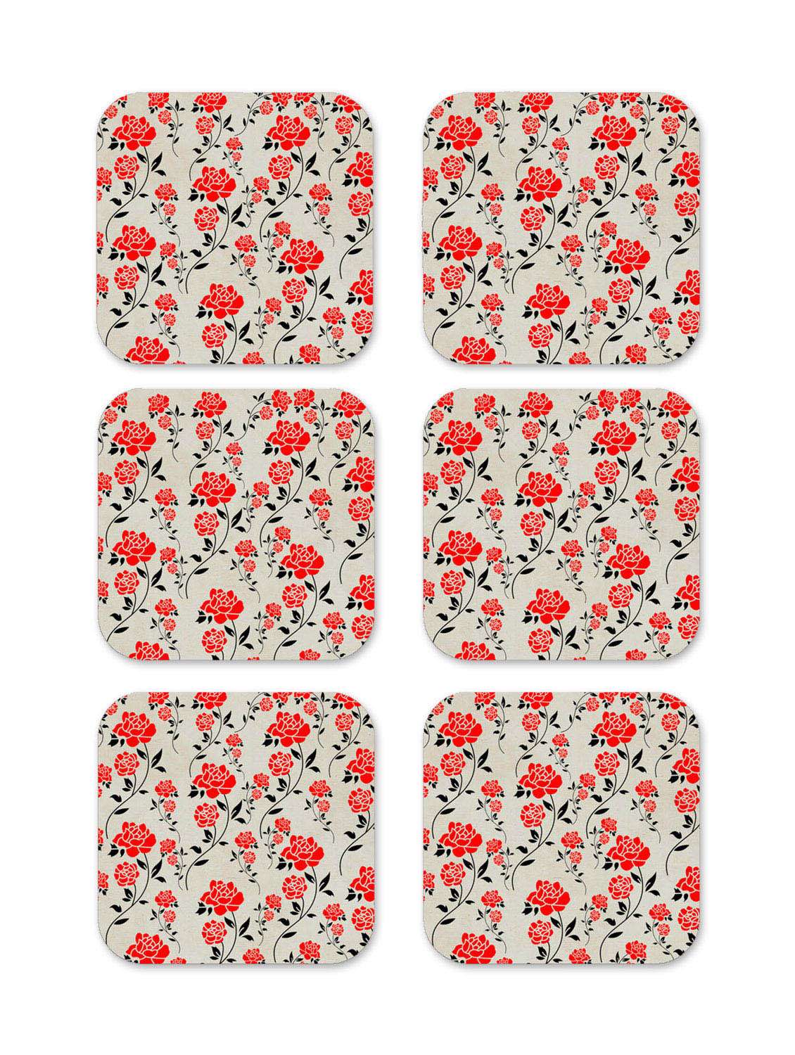 rose lady wooden coaster-set of 6