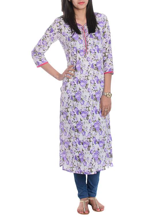 purple cotton straight kurta