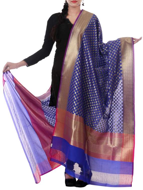banarasi handloom solid zari palla border dupatta from zain textiles