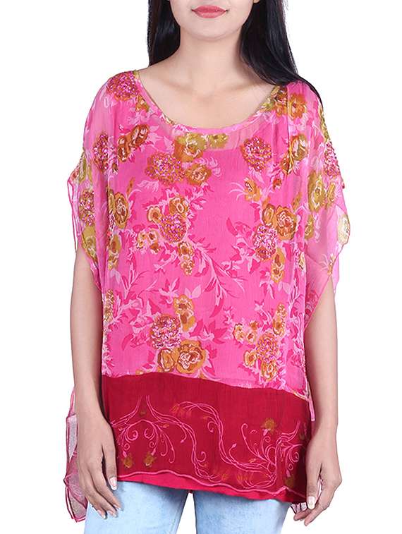 pink chiffon kaftan