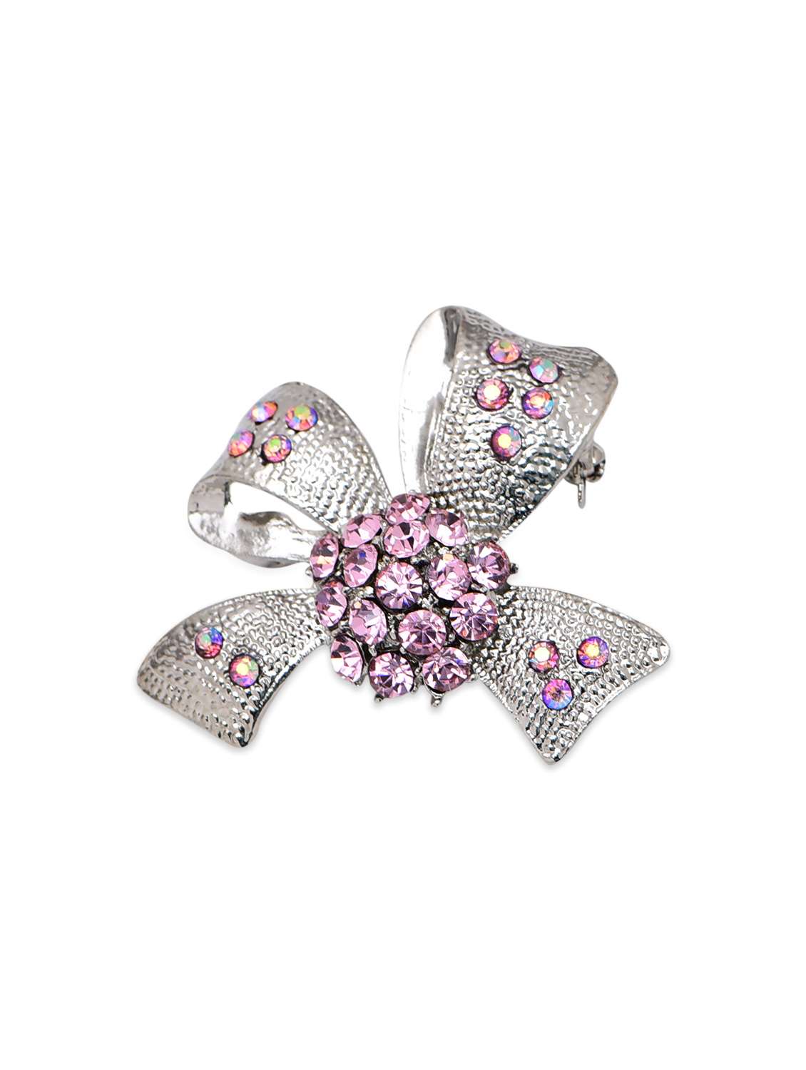  silver plated pink bowknot brooch