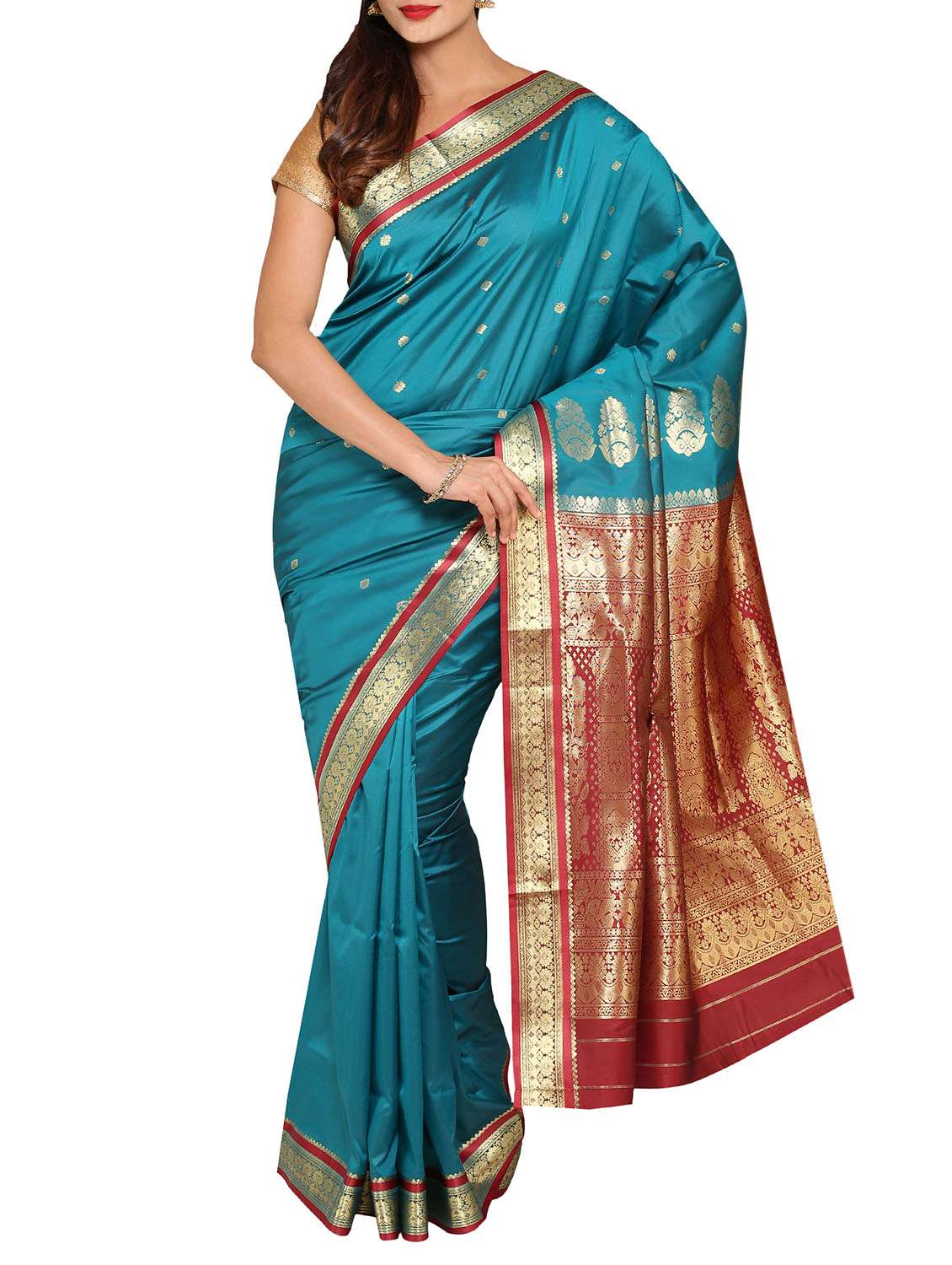 blue brocade tussar silk saree